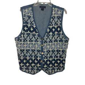Life Style vintage Blue Denim vest size 1X